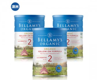 【澳洲直邮包邮】Bellamy's 贝拉米 有机奶粉2段 900克x3罐/箱（6-12个月适用） 